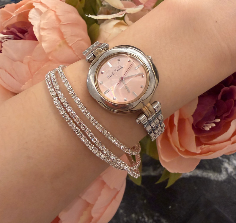 (새것) 실버 슬림 큐빅 밴딩 테니스 팔찌--1