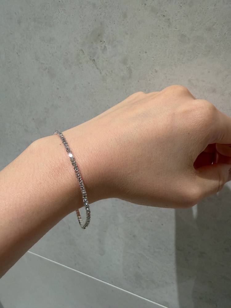 (새것) 실버 슬림 큐빅 밴딩 테니스 팔찌--2