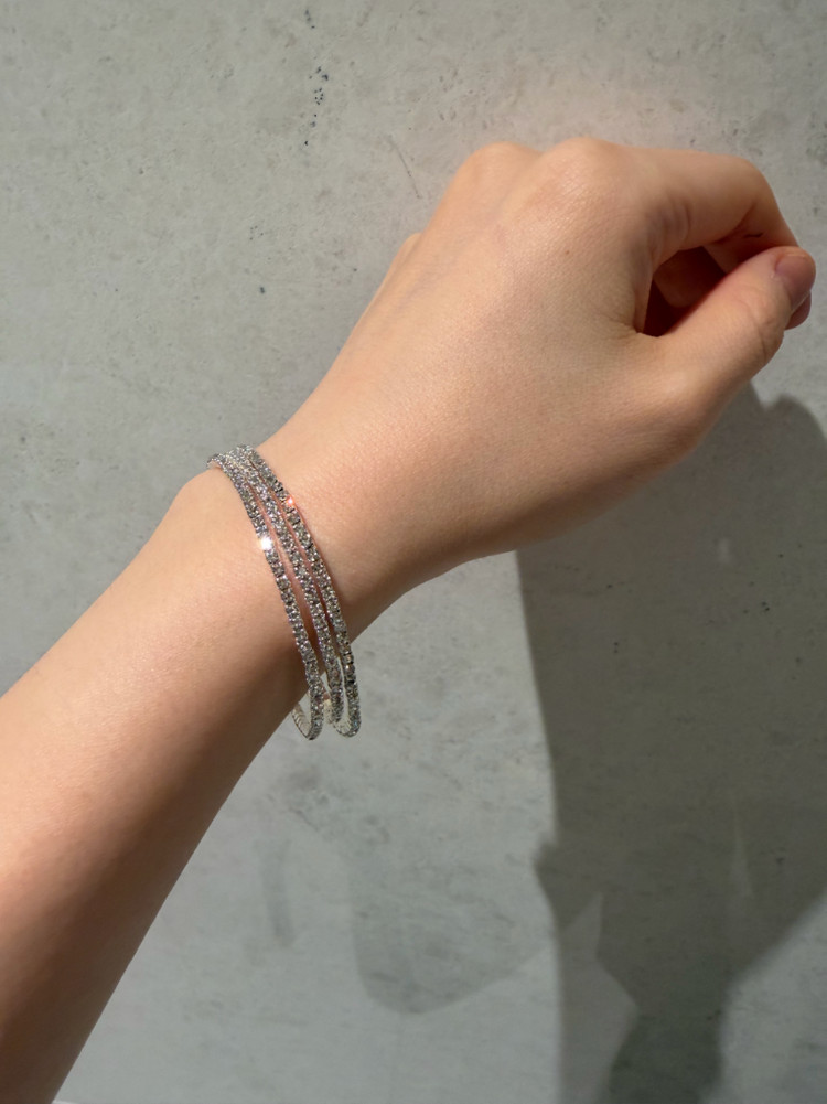 (새것) 실버 슬림 큐빅 밴딩 테니스 팔찌--3