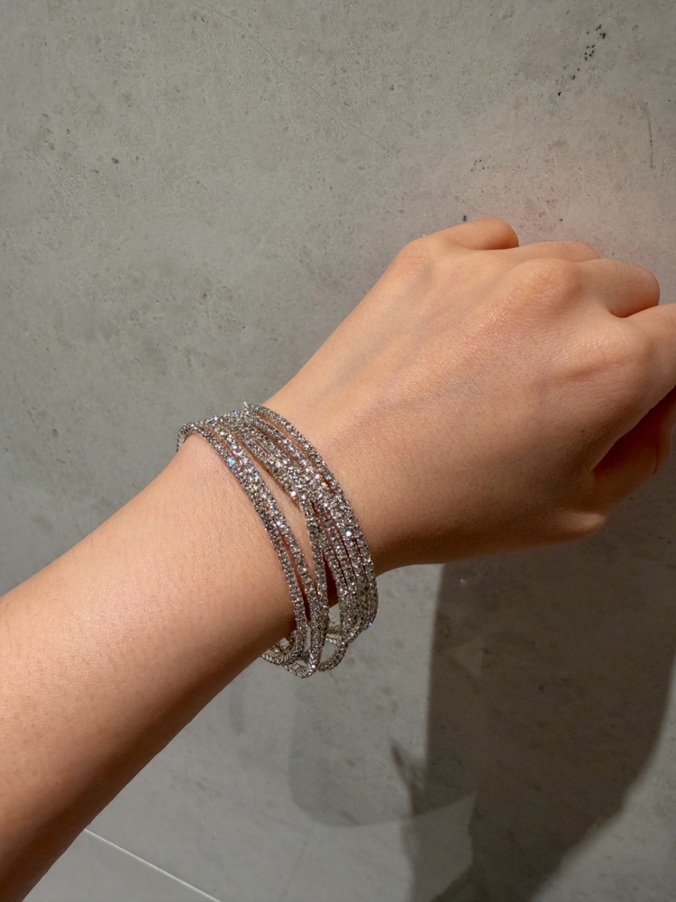 (새것) 실버 슬림 큐빅 밴딩 테니스 팔찌--4