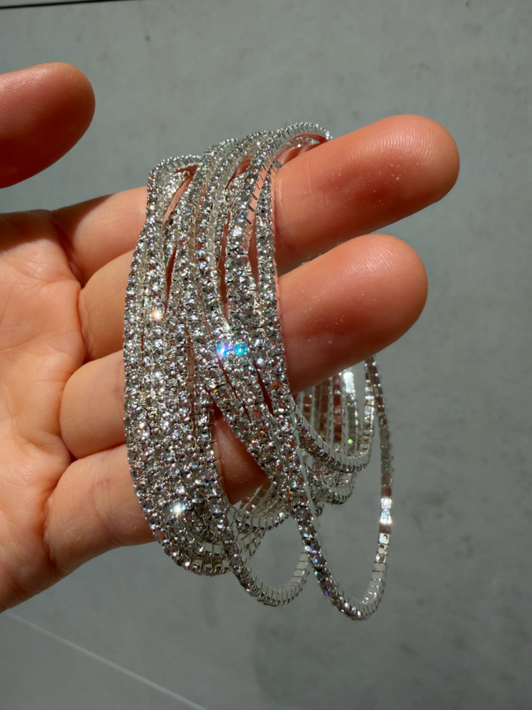 (새것) 실버 슬림 큐빅 밴딩 테니스 팔찌--6