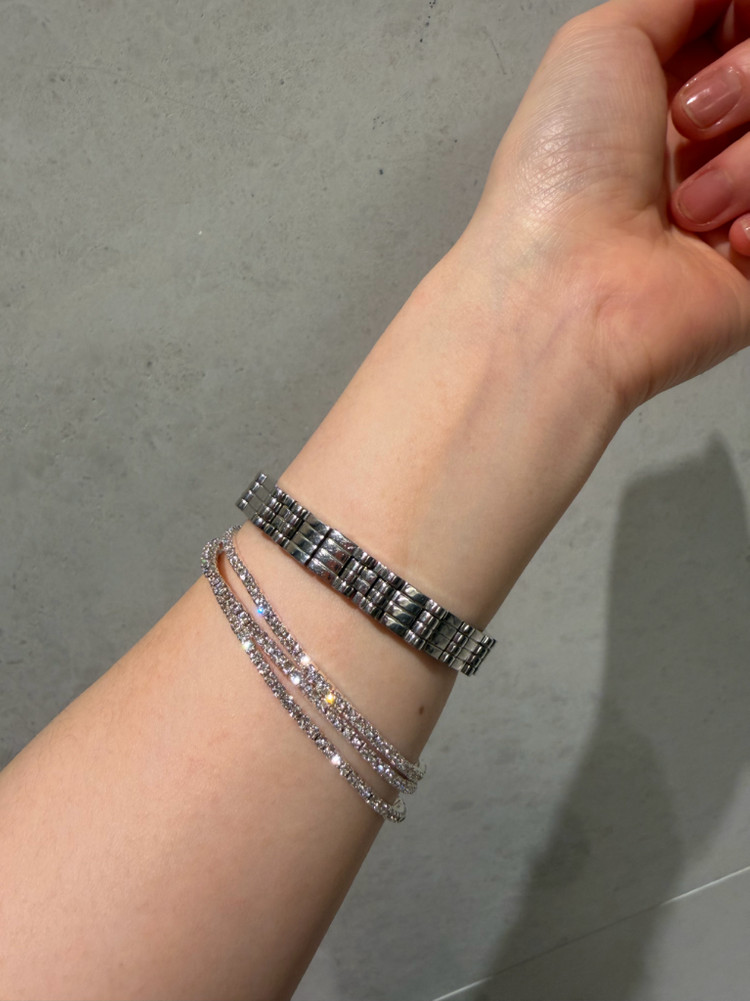 (새것) 실버 슬림 큐빅 밴딩 테니스 팔찌--7