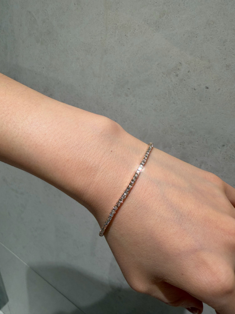 (새것) 골드 슬림 큐빅 밴딩 테니스 팔찌--1