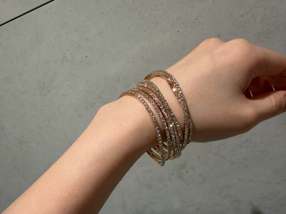 (새것) 골드 슬림 큐빅 밴딩 테니스 팔찌--3