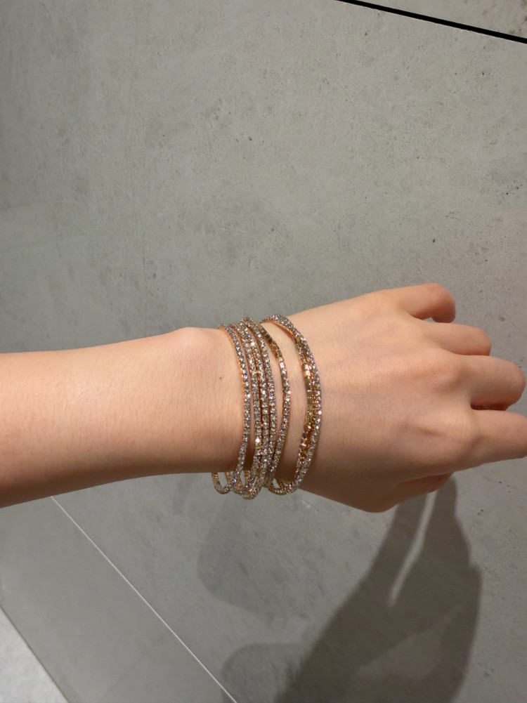 (새것) 골드 슬림 큐빅 밴딩 테니스 팔찌--4