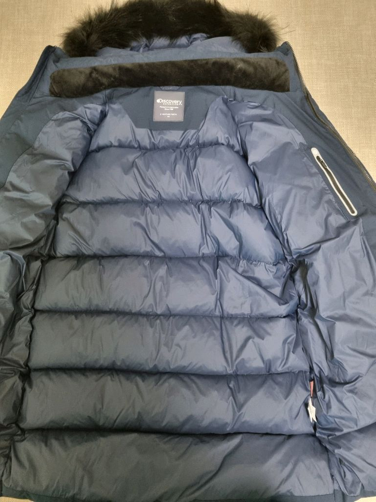 디스커버리 롱다운패딩. 110사이즈. 진네이비-상태 아주 좋음 이미지