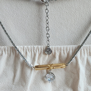셀 목걸이 셀 큐빅 콤비 목걸이 실버 로걸 바목걸이 (새상품)
