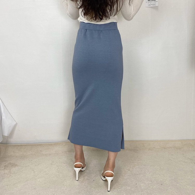 가을 겨울 밴딩 트임 h라인 기모 스커트 롱스커트 치마 이미지