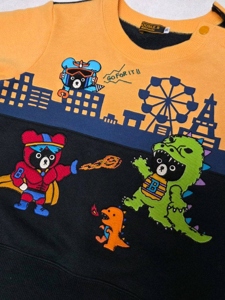 미키하우스 고가라인 더블비 기모 공룡 맨투맨 90--2