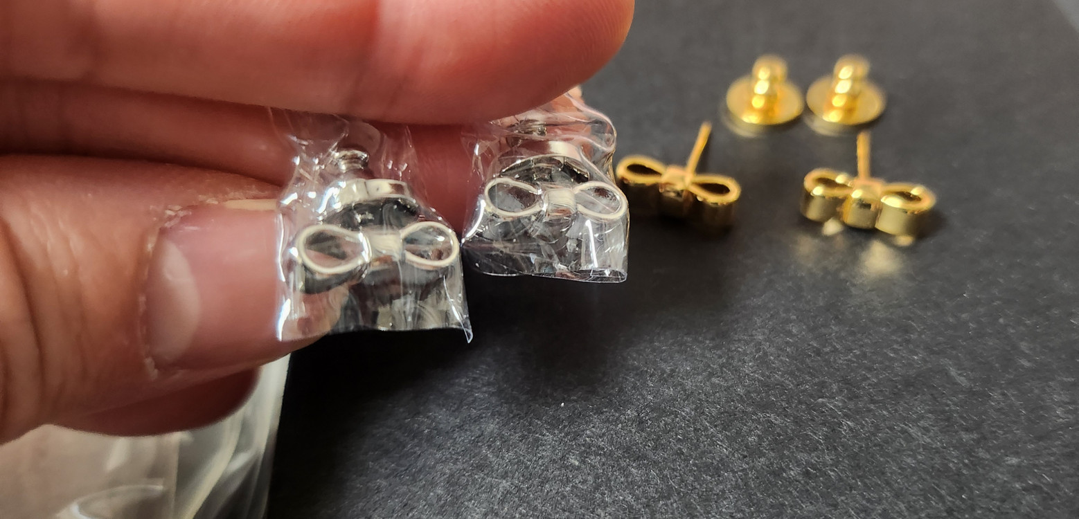 프라 귀걸이 딱붙 리본귀걸이 실버 옐골 (새상품)--3