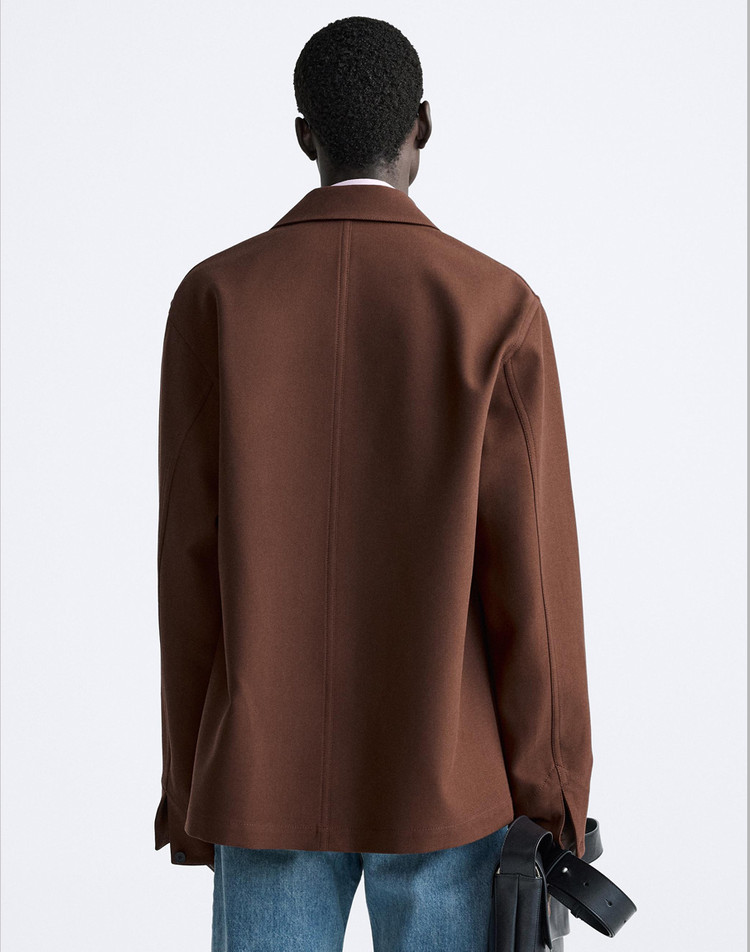 ZARA 자라 링클프리 릴랙스핏 커버올 초어코트 워크자켓 브라운L 105 워크웨어 초어자켓 프렌치워크자켓 자라자켓 이미지