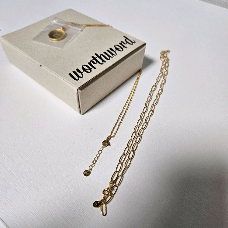 양미라 x 워스워드 WorthWord 골드 레이어드 코인 목걸이 + 체인 목걸이 [새상품/미착용] 이미지