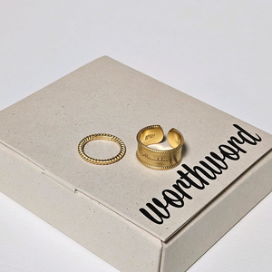 양미라 x 워스워드 WorthWord 골드 18k 레이어드 반지 2개 세트 [새상품/미착용]