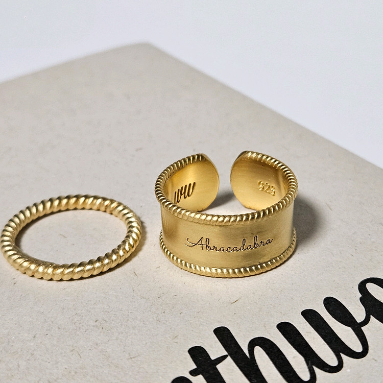 양미라 x 워스워드 WorthWord 골드 18k 레이어드 반지 2개 세트 [새상품/미착용]--1