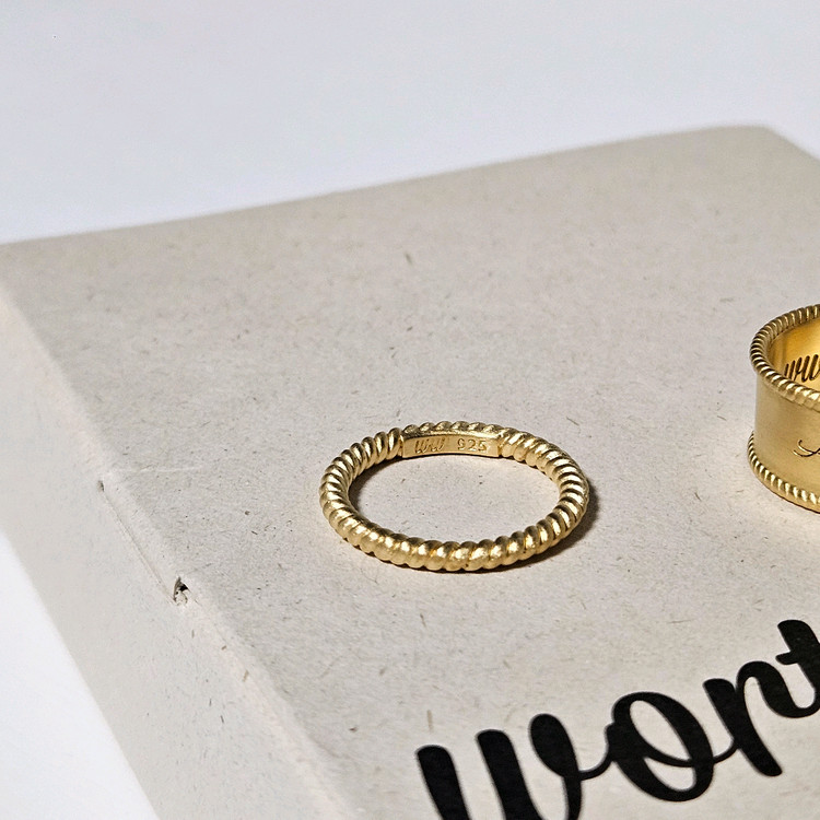 양미라 x 워스워드 WorthWord 골드 18k 레이어드 반지 2개 세트 [새상품/미착용]--7