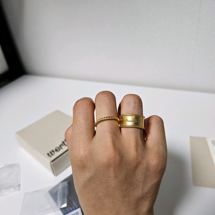 양미라 x 워스워드 WorthWord 골드 18k 레이어드 반지 2개 세트 [새상품/미착용]--8