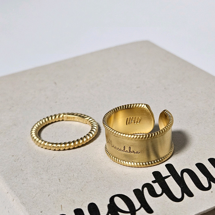 양미라 x 워스워드 WorthWord 골드 18k 레이어드 반지 2개 세트 [새상품/미착용]--9