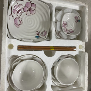 퀸메이드 꽃무늬 그릇 2인 홈세트 새상품