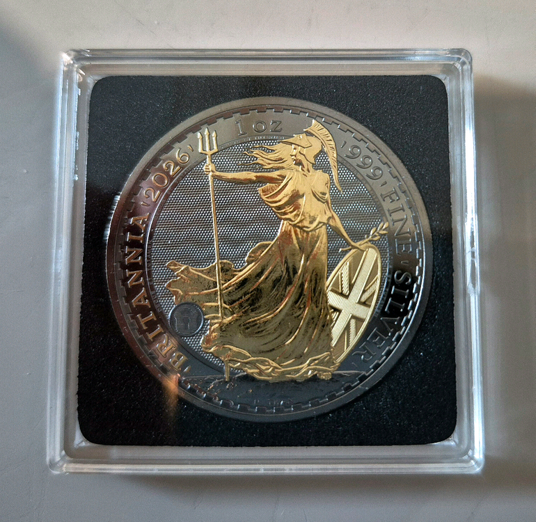 브리타니아 한정판 블랙루테늄(백금)+24k도금 은화--1