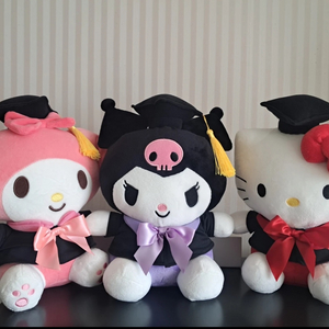 산리오 키티 쿠로미 마이멜로디 졸업 학사모 귤 중형인형 새상품