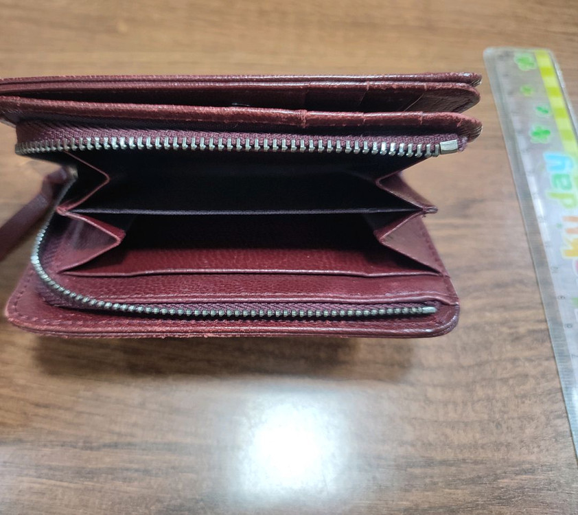코앤크릿 슬립포켓 여성 염소가죽 반지갑 (버건디) 이미지