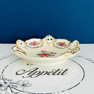 독일 빈티지 로젠탈 몰리에르 투각 핸드페인팅 꽃무늬 접시 이미지