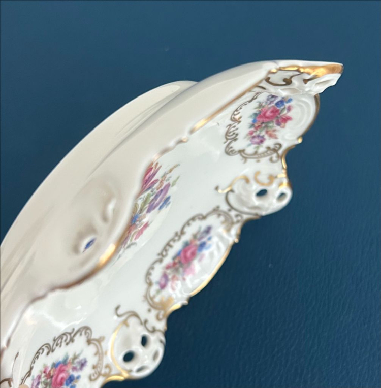 독일 빈티지 로젠탈 몰리에르 투각 핸드페인팅 꽃무늬 접시 이미지