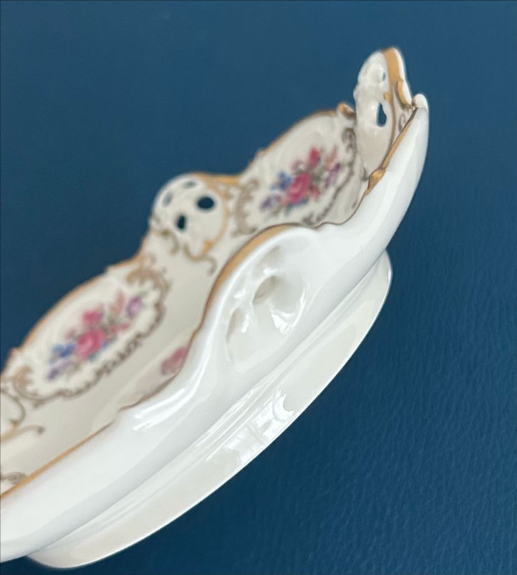 독일 빈티지 로젠탈 몰리에르 투각 핸드페인팅 꽃무늬 접시 이미지