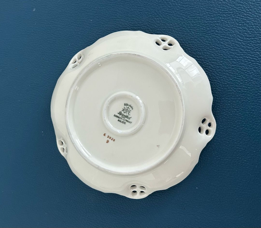 독일 빈티지 로젠탈 몰리에르 투각 핸드페인팅 꽃무늬 접시 이미지