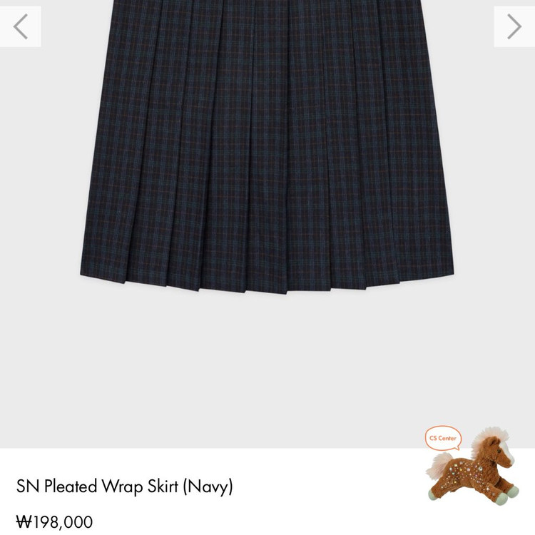 새상품) 25년 시눈 SINOON SN 플리티드 랩 스커트 체크 플리츠 롱치마 네이비--4