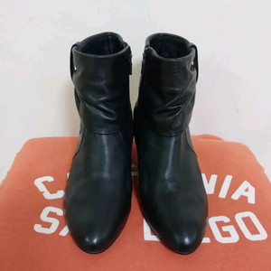 여성 에스콰이어 블랙 가죽 앵클부츠 (240) 이미지