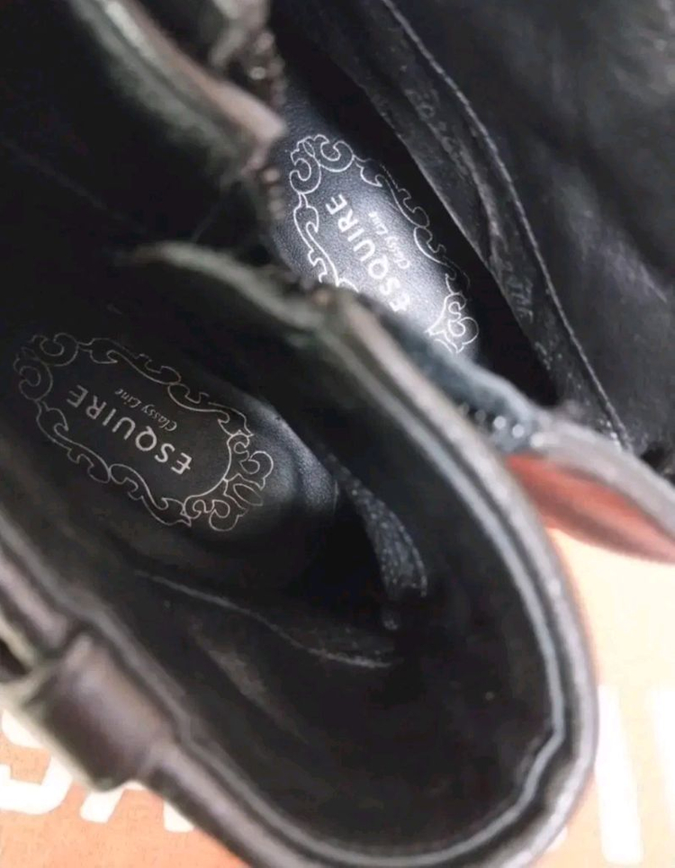 여성 에스콰이어 블랙 가죽 앵클부츠 (240) 이미지