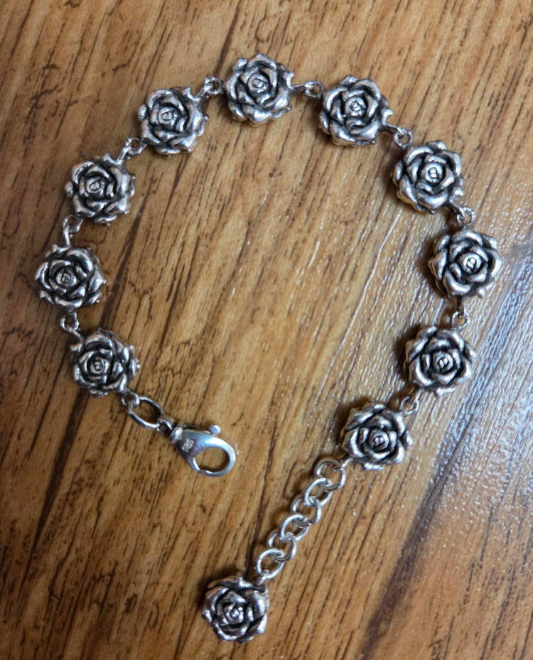 실버925 장미 은팔찌 실버팔찌--2