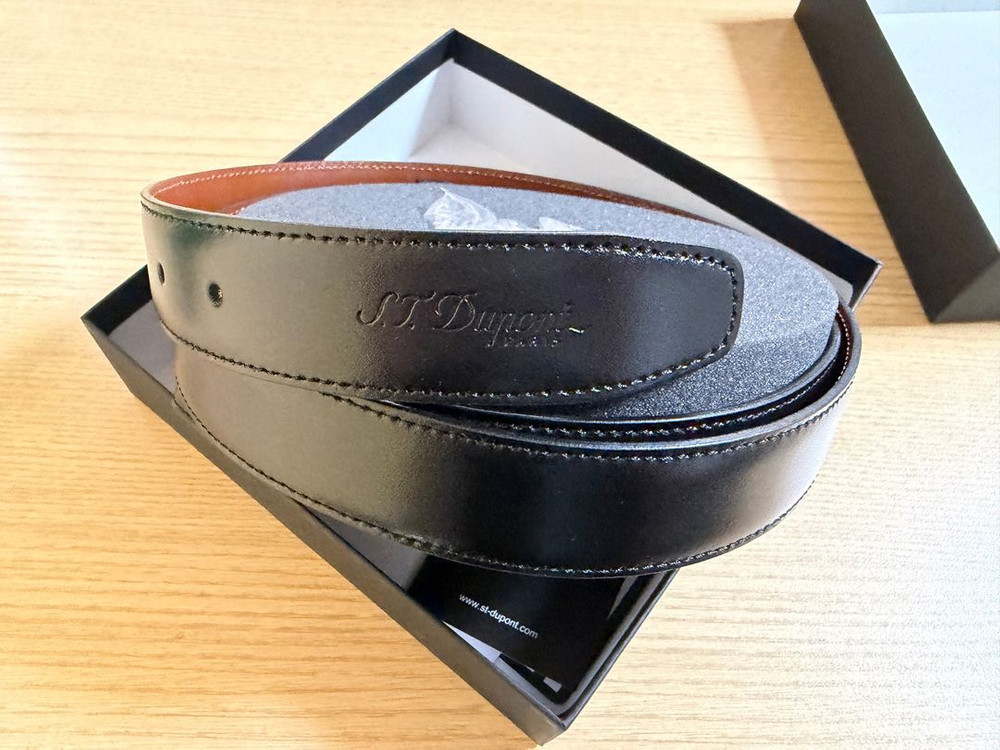 s.t 듀퐁 d로고 라운드 버클 벨트 (미사용 새상품) 남성 명품 벨트 이미지