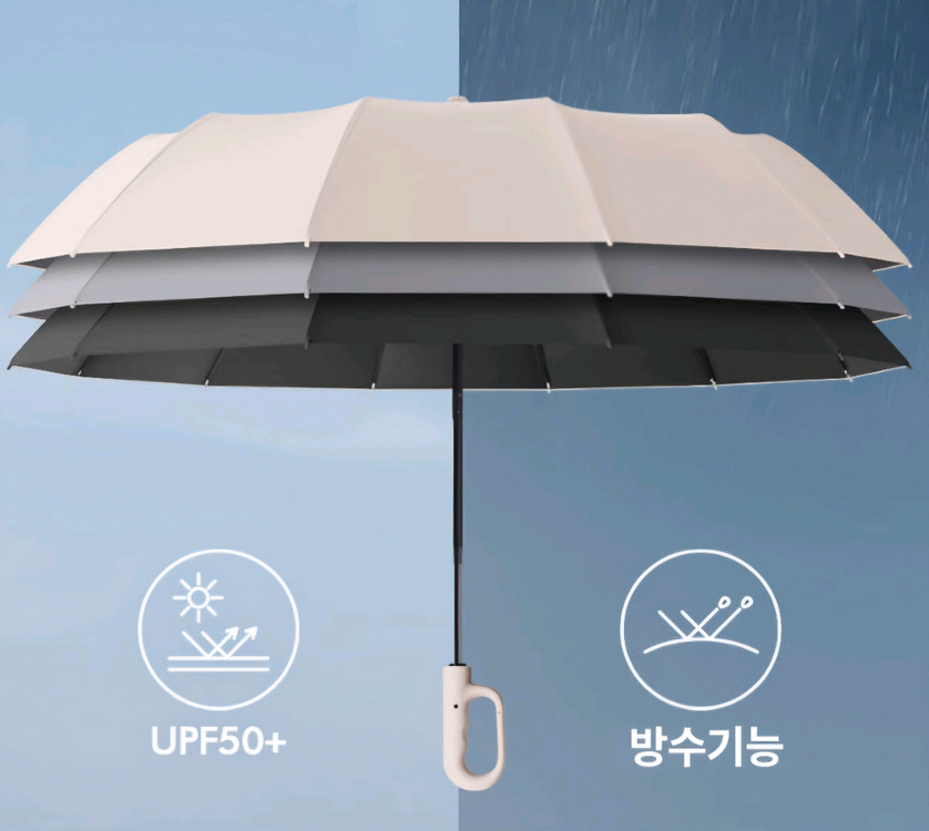 이중 창살로 비바람에 강한 양산 겸 우산. 고리형손잡이--1