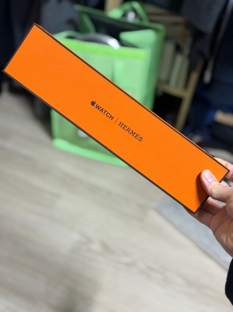 애플워치 에르메스 가죽 스트랩 블랙/블루 이미지