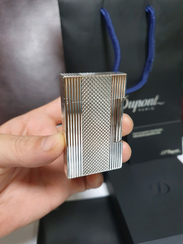 [새상품,풀세트] 듀퐁라이터 라인2 ca16930 실버 듀퐁 라이타 이미지