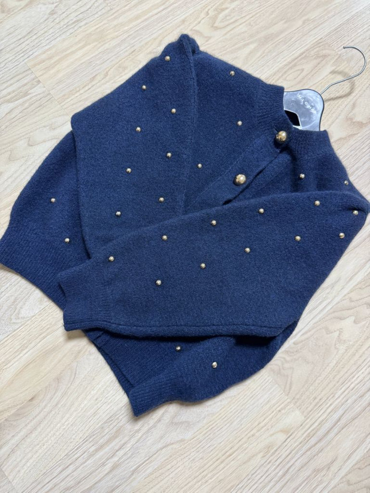랑방 돔버튼 가디건 네이비--1