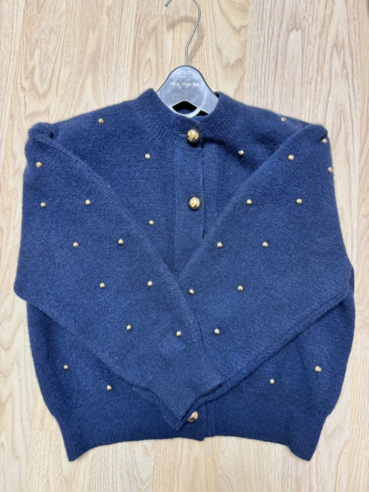 랑방 돔버튼 가디건 네이비--2