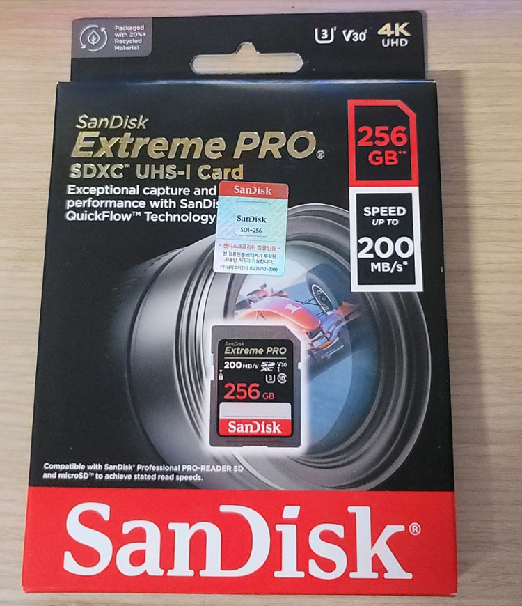 샌디스크 Extreme PRO SDXC UHS-I 카드 256GB 새상품 이미지