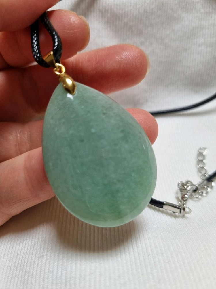 [새상품]천연 그린 아벤츄린 원석 펜던트 목걸이 이미지
