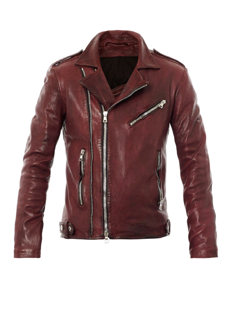 발망 / BALMAIN 이태리 버건디 양가죽 라이더 자켓 / 50(100-103) 이미지