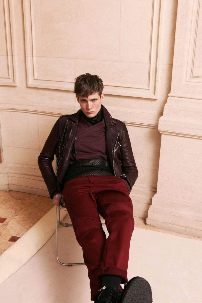 발망 / BALMAIN 이태리 버건디 양가죽 라이더 자켓 / 50(100-103) 이미지