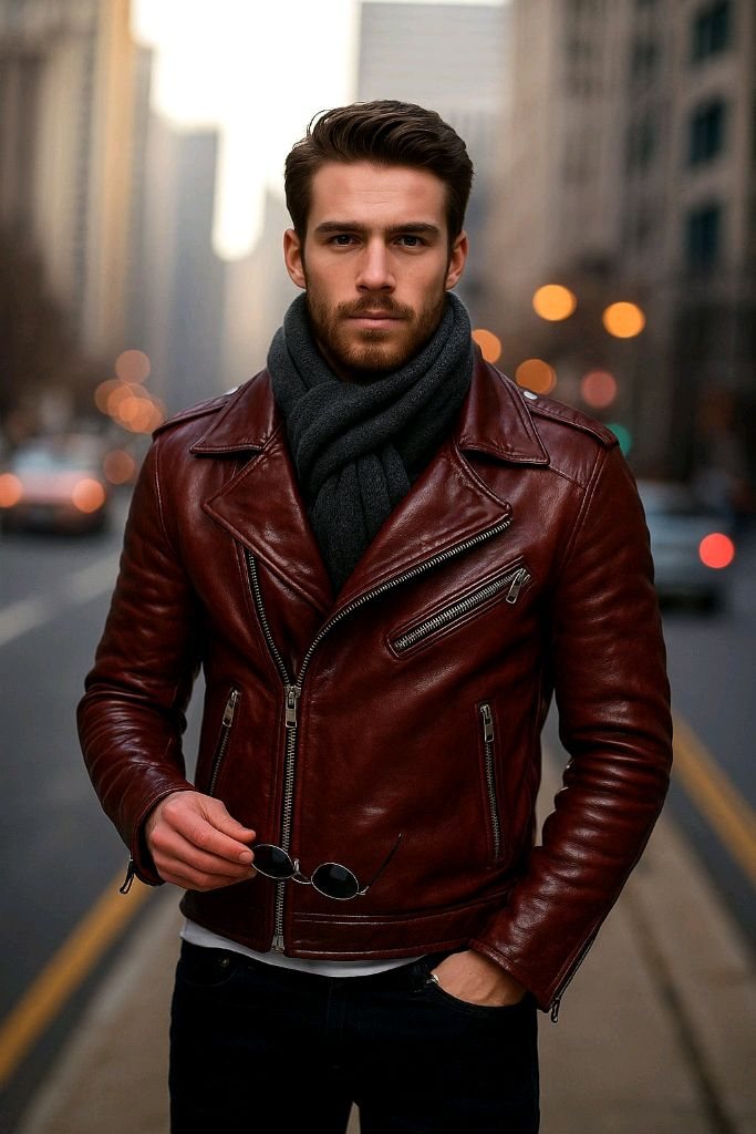 발망 / BALMAIN 이태리 버건디 양가죽 라이더 자켓 / 50(100-103) 이미지