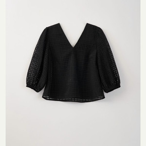 시에 sie 마티 체크 시어 블라우스 블랙 스몰 새상품