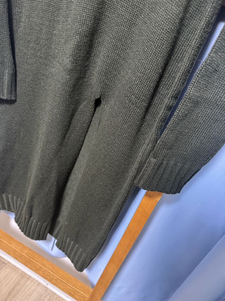 앞트임 카키 니트 롱 원피스--2