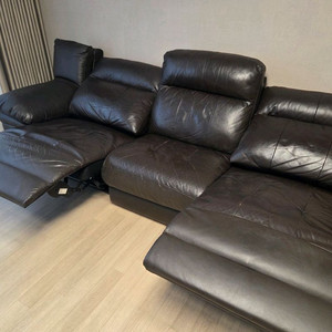 한샘 천연가죽 리클라이너 4인용 소파 이미지