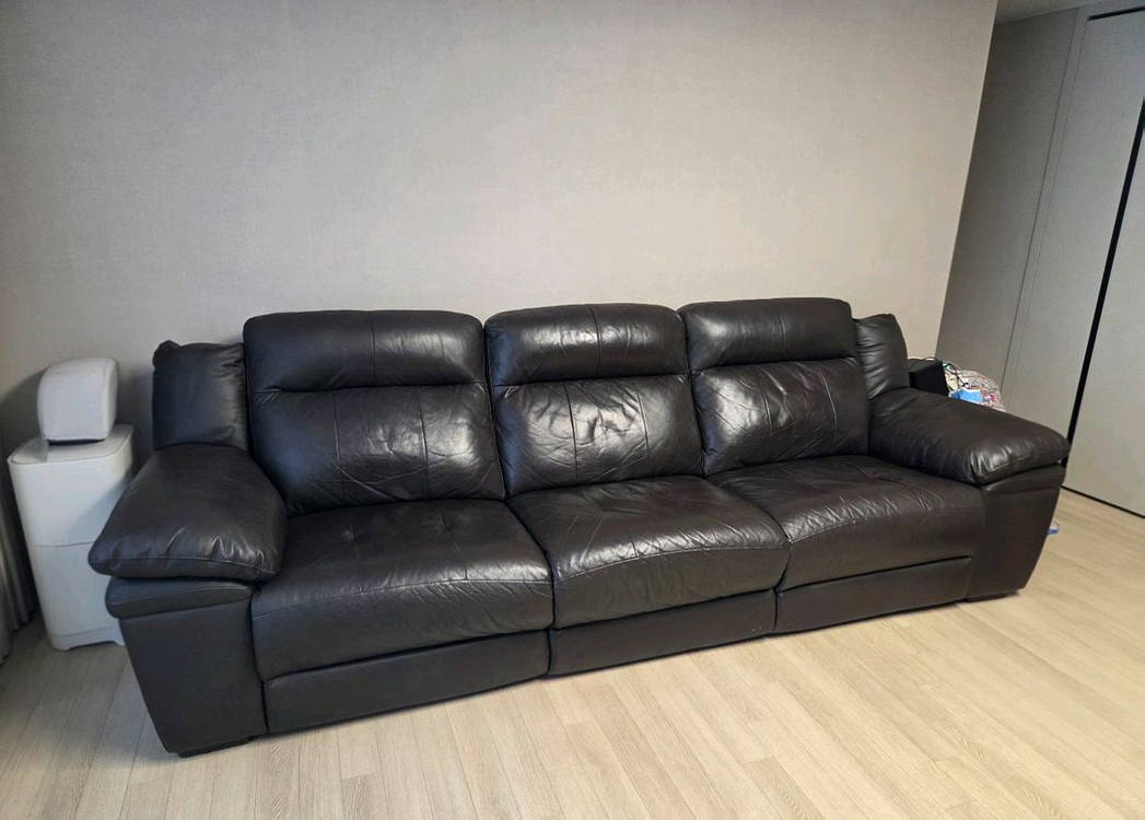 한샘 천연가죽 리클라이너 4인용 소파 이미지