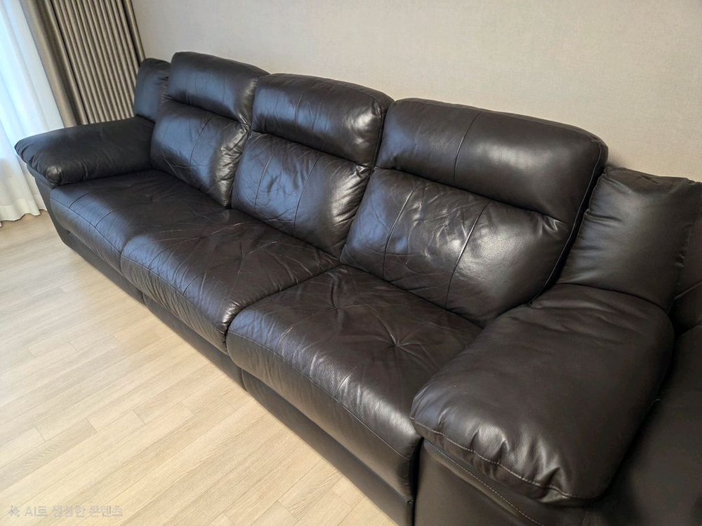 한샘 천연가죽 리클라이너 4인용 소파 이미지