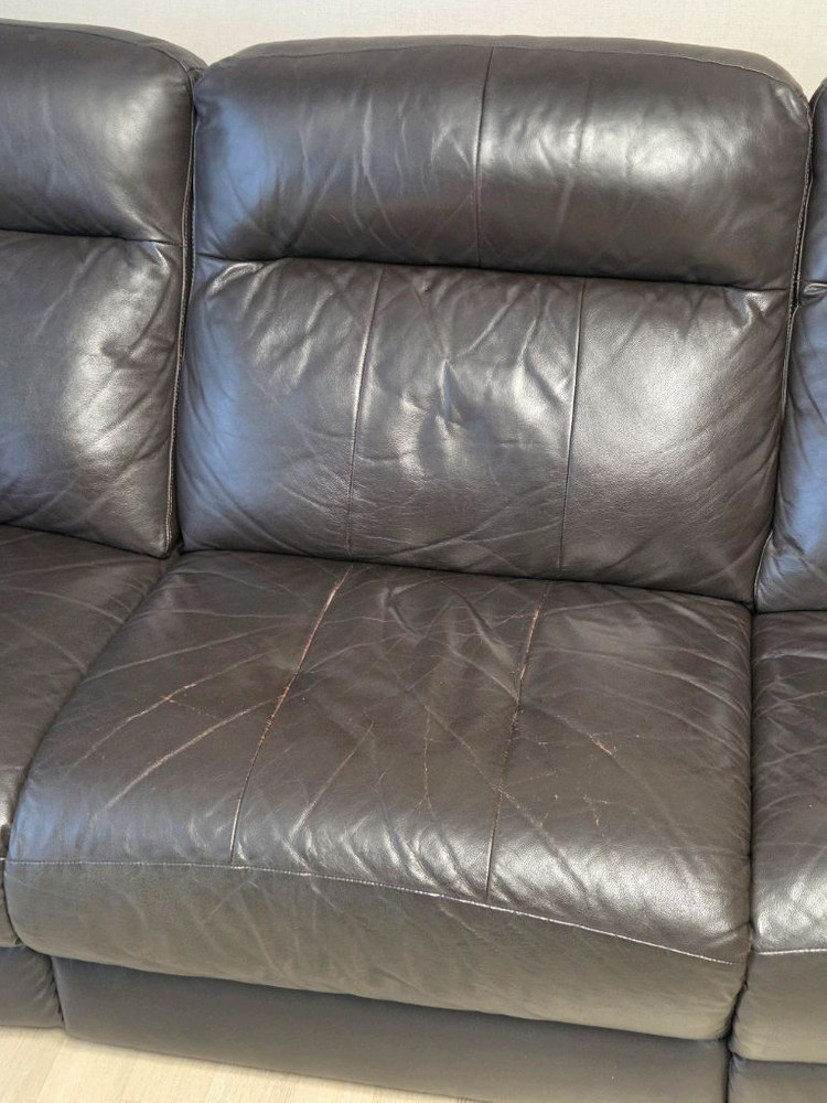 한샘 천연가죽 리클라이너 4인용 소파 이미지